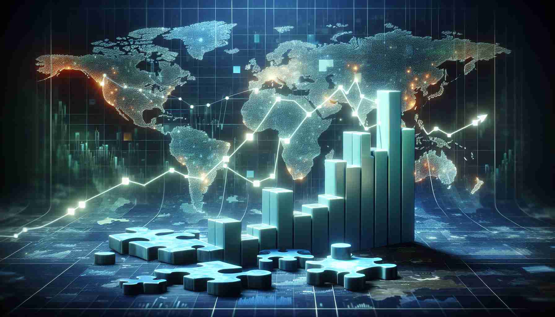 A high-definition, realistic illustration of the growth and prevalence of digital assets like cryptocurrencies and non-fungible tokens (NFTs) in recent times. The image might depict a rising graph or chart symbolizing the increase in value and acceptance of these digital assets. In the backdrop, subtly represent shifting global dynamics without any reference to specific political figures or countries. Perhaps use symbols like shifting puzzle pieces or morphing continental outlines to abstractly represent changing international dynamics.