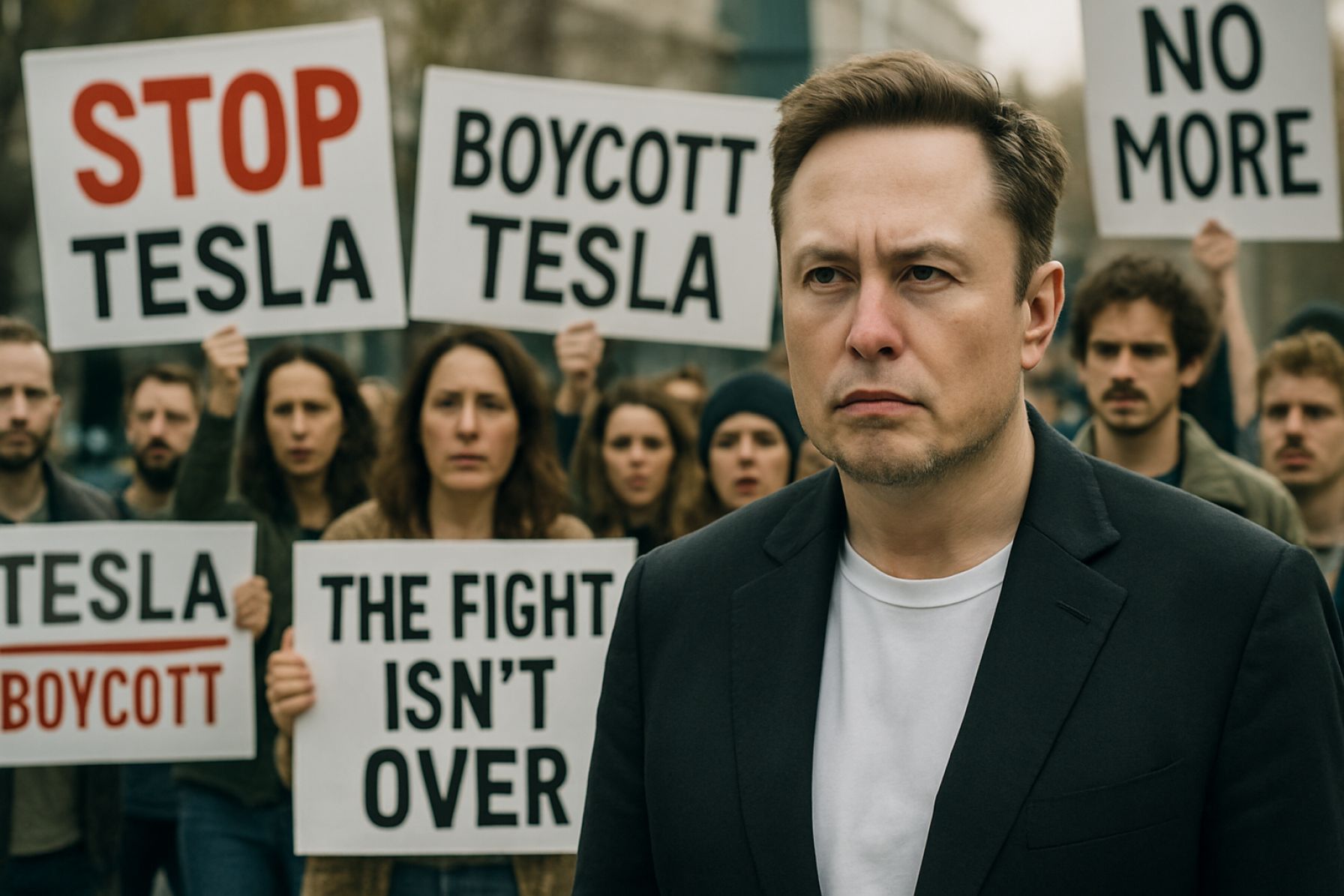 Elon Musk Faces New Wave of Tesla Boycotts as Political Drama Escalates—Protesters Claim “The Fight Isn’t Over”